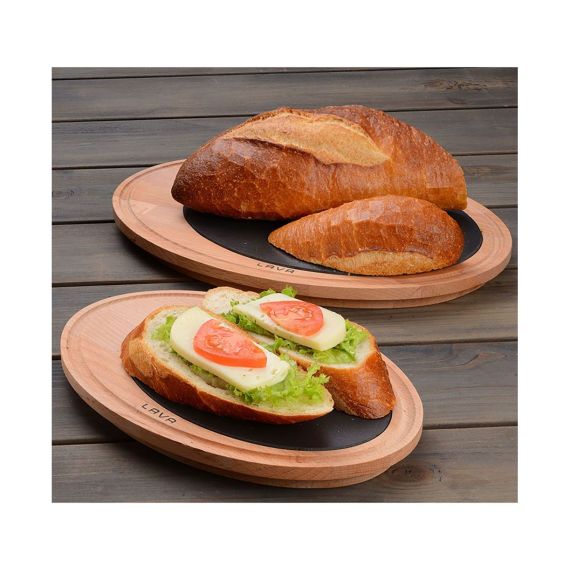 Блюдо овальное чугунное на деревянной подставке, 25*35см, LAVA, изображение 4