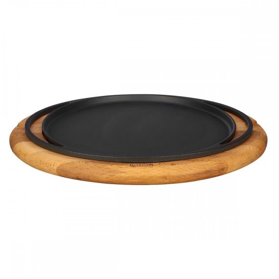 Блюдо чугунное чугун на деревянной подставке, 28 см, LAVA, изображение 4