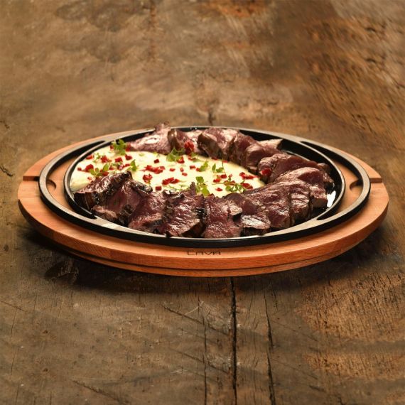 Блюдо чугунное чугун на деревянной подставке, 28 см, LAVA, изображение 10